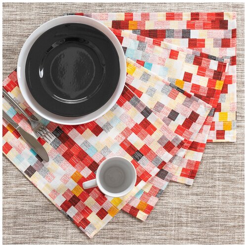 Салфетка тканевая декоративная сервировочная для стола / комплект - 4 шт /30*40 см/ для кухни, зала, гостиной, дома, дачи/ Свайп/ Altali