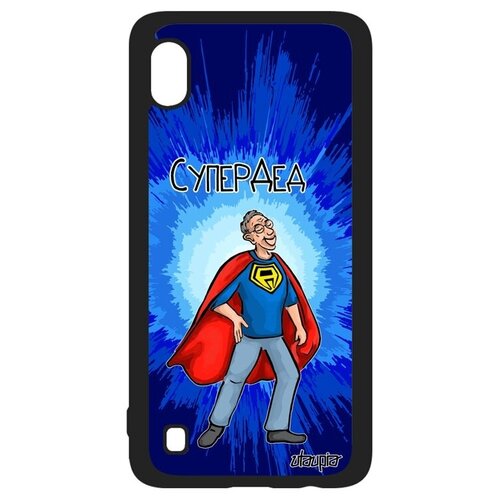 фото Противоударный чехол на смартфон // galaxy a10 // "супердед" комикс надпись, utaupia, синий