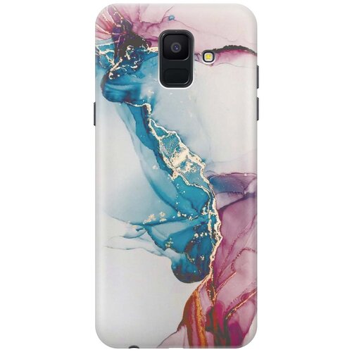 фото Re:paчехол - накладка artcolor для samsung galaxy a6 (2018) с принтом "сине-розовый мрамор"