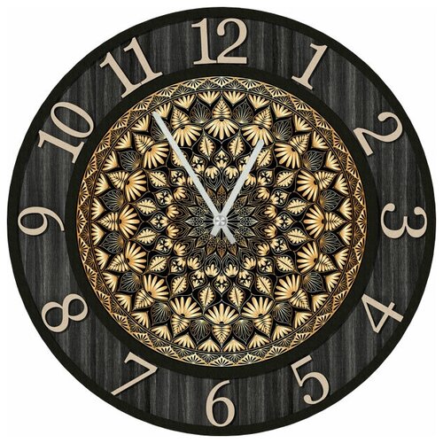 фото Svs настенные часы svs 4002887 черно-бежевый узор
