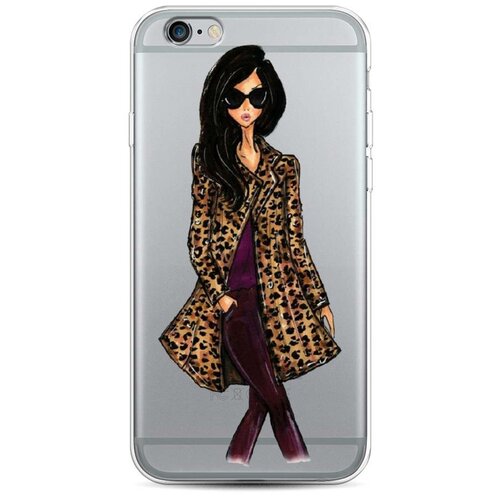 фото Силиконовый чехол "девушка в леопардовой шубе" на apple iphone 6s / айфон 6s case place