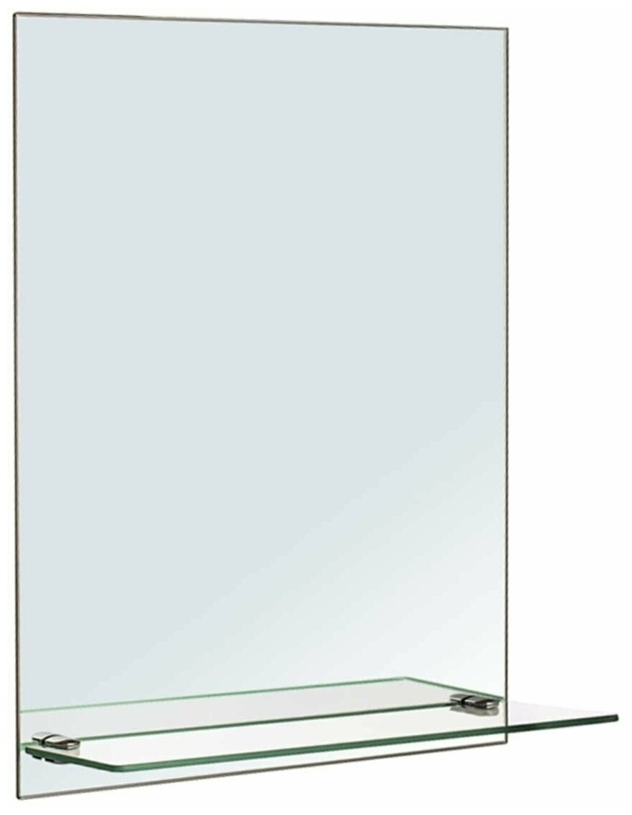 Зеркало для ванной 35 см х 50 см настенное прямоугольное с полкой, с креплением в комплекте