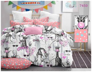Фото Комплект постельного белья 1,5 спальный Хаски Home из 3х изделий, бязь, с простыней на резинке 90*200, с детским принтом