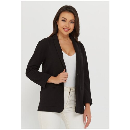 Жакет женский KATHARINA KROSS KK-JK-001А-черный, Прямой силуэт / Сlassic fit, цвет Черный, размер 48 (L)