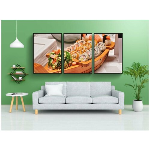 фото Набор модулных постеров для интерьера "еда, суши, лодка" 60x90 см. в тубусе, без рамки lotsprints