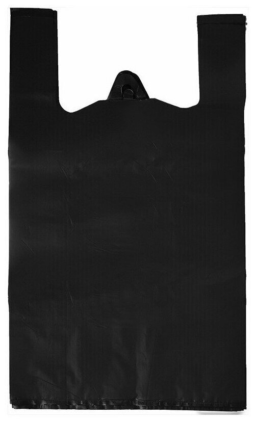 Пакет-майка Знак Качества ПНД 45 мкм черный (40+18x70 см, 50 штук в упаковке) - фотография № 4