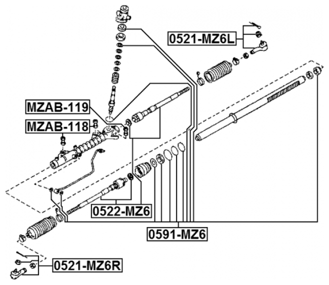 Втулка рулевой рейки Febest MZAB-118