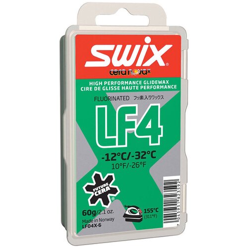 Низкофторовый парафин SWIX LF04X Green, -12°… -32°С, 60 г