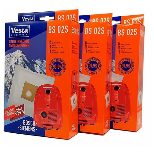 Комплект синтетических пылесборников Vesta filter BS02S XXl-Pack 12 шт vesta filter lg 02 s xxl pack комплект пылесборников 12 шт 6 фильтров