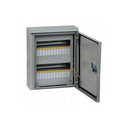 Распределительный шкаф ЩРН, 24 мод, IP54, навесной, сталь, серая дверь, с клеммами | код. MKM11-N-24-54-Z | IEK (9шт. в упак.)