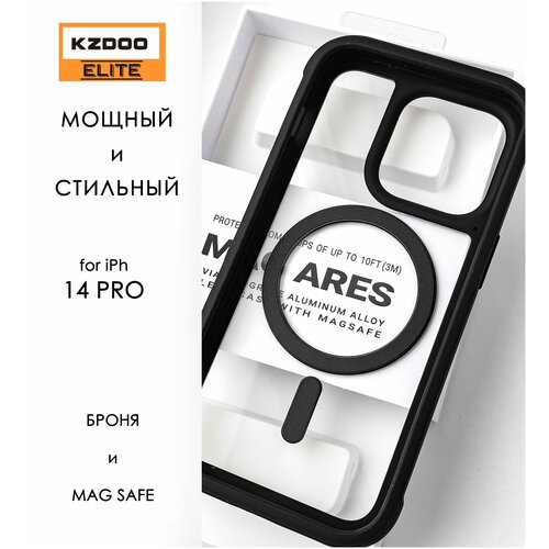 Чехол на iPhone 14 Pro 6.1 эксклюзивный K-DOO / KZDOO ARES MagSafe противоударный с поддержкой беспроводной зарядки противоударная пластиковая накладка kzdoo mag ares magsafe для iphone 14 pro черный кант