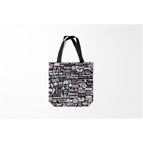 фото Сумка-шоппер / 40х40 см / рок / разный логотипы групп glitch burnettie