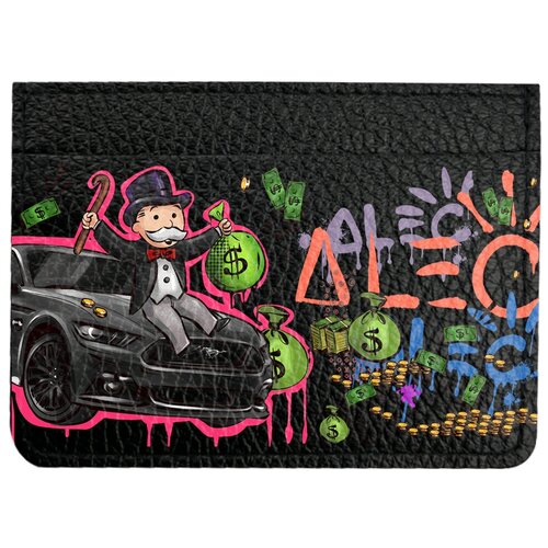 Черный кожаный кардхолдер MustHaveCase Монополи Авто