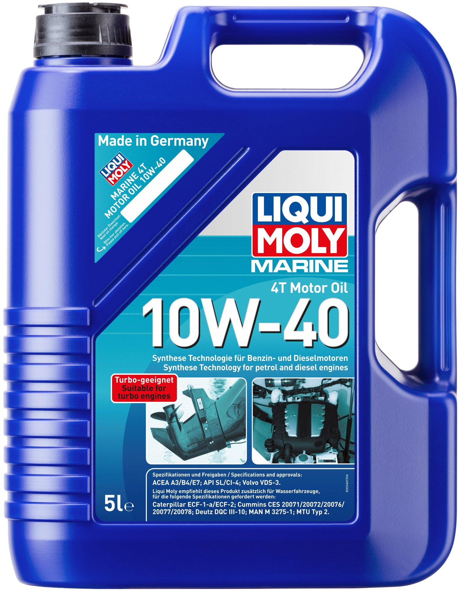 25013 LiquiMoly НС-синтетическое моторное масло для лодок Marine 4T Motor Oil 10W-40 5л