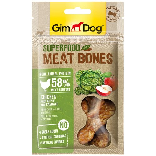 Gimdog лакомство Superfood Meat Bones с яблоком и капустой, 70 г