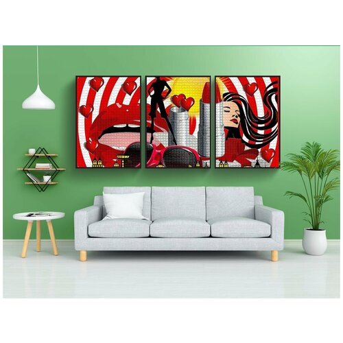 фото Набор модулных постеров для интерьера "сердце, любовь, рот" 60x90 см. в тубусе, без рамки lotsprints