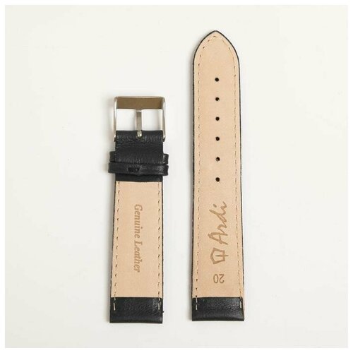 фото Ремешок для часов, мужской, 20 мм, натуральная кожа, черный./в упаковке шт: 1 promarket
