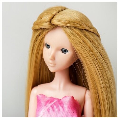Волосы для кукол Прямые с косичками размер маленький, цвет 86 (1 шт.) кукла extra с розовыми косичками