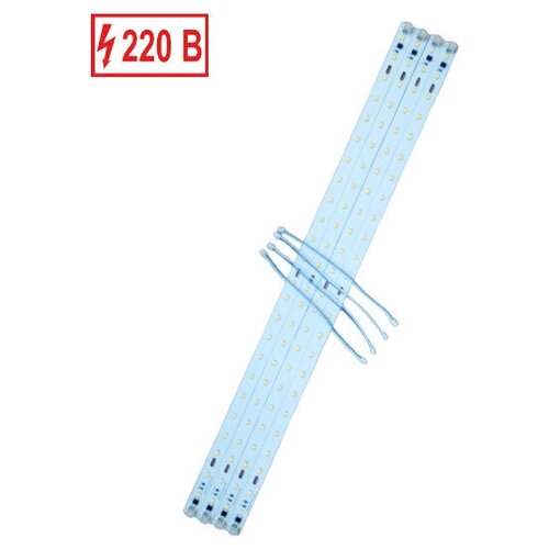 Светодиодная линейка LF-2220 SMD5730, 10W, 20 LED, 220V, 850 lm, 6000K, 520mm; 4 шт + Коннектор для светодиодных линеек 220V; 4 шт