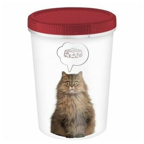 Контейнер для корма и лакомства 1,6л с декором кошки LUCKY PET 127*127*172(24) бп