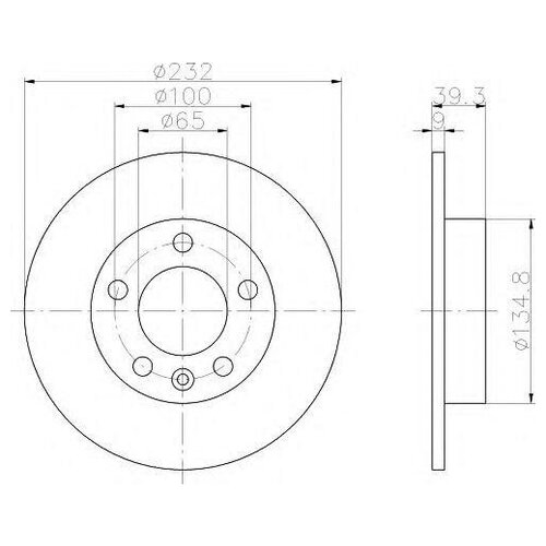 Диск Тормозной Audi A3 97>03/Volkswagen G4/G5/Polo 02> R15 Задний HELLA PAGID арт. 8DD 355 105-411