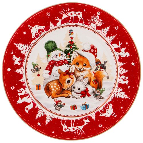 фото Тарелка закусочная елка 21 см красная новогодняя коллекция lefard (158413)