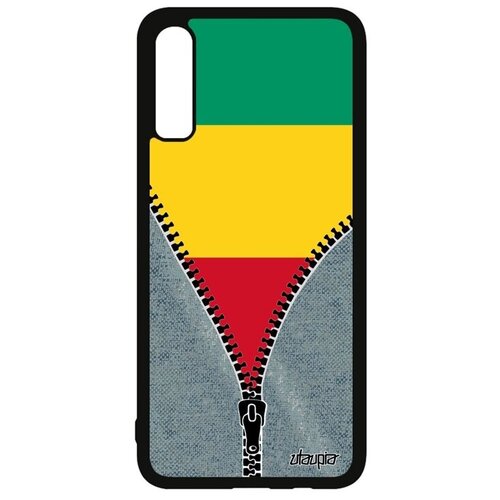 фото Яркий чехол на смартфон // galaxy a70 // "флаг гвинеи на молнии" дизайн страна, utaupia, серый