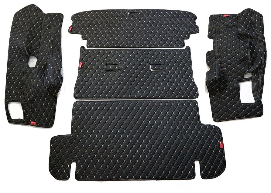 Кожаный 3D коврик в багажник Сhevrolet Lanos (2002-2009)/ЗАЗ Chance Седан (2009-2014)/ЗАЗ Sens Седан (2004-2009) Полный комплект (с боковинами) Черный