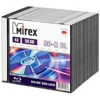 Диск BD-R DL 50 Gb Mirex 4x Slim box, упаковка 20 шт.