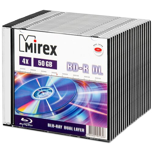 Диск BD-R DL 50 Gb Mirex 4x Slim box, упаковка 20 шт. коробка blu ray box для 4 дисков упаковка 30 шт