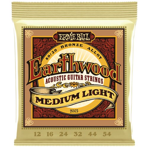 фото Ernie ball 2003 earthwood 80/20 bronze medium light 12-54 струны для акустической гитары