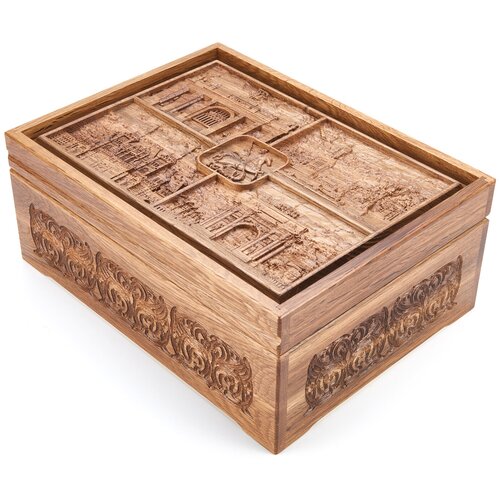 фото Набор покерный: 500 фишек, 2 колоды, кости в ларце из морёного дуба русь великая