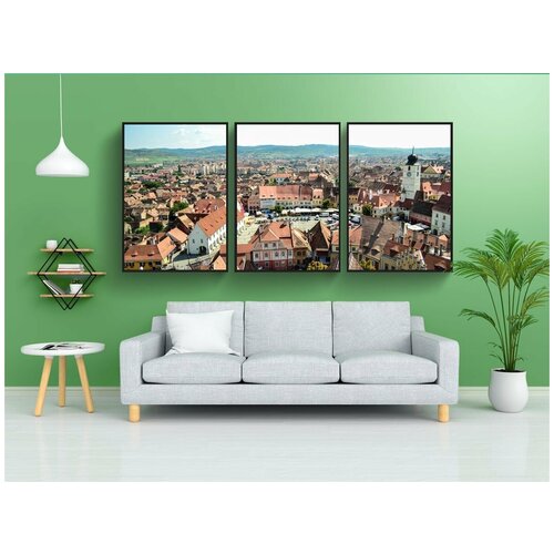фото Набор модулных постеров для интерьера "сибиу, город, башня" 60x90 см. в тубусе, без рамки lotsprints
