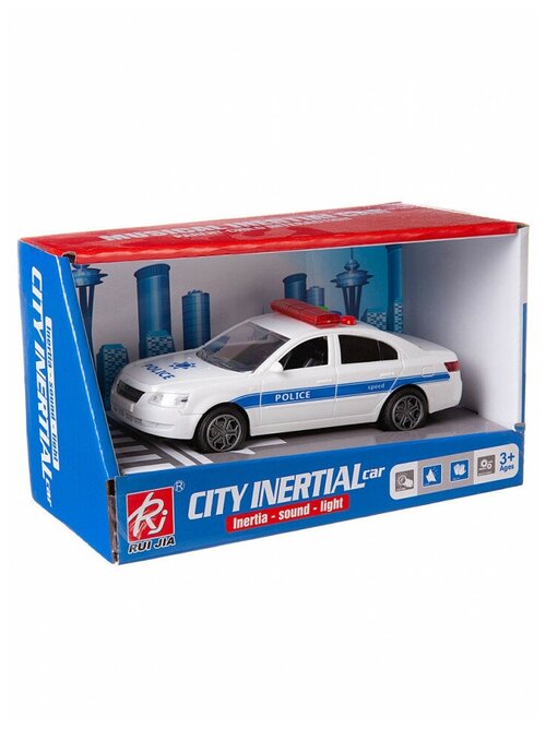 Машинка Полиция, пластмассовая, со звуковыми и световыми эффектами, 20х10х11,5 см, JUNfa