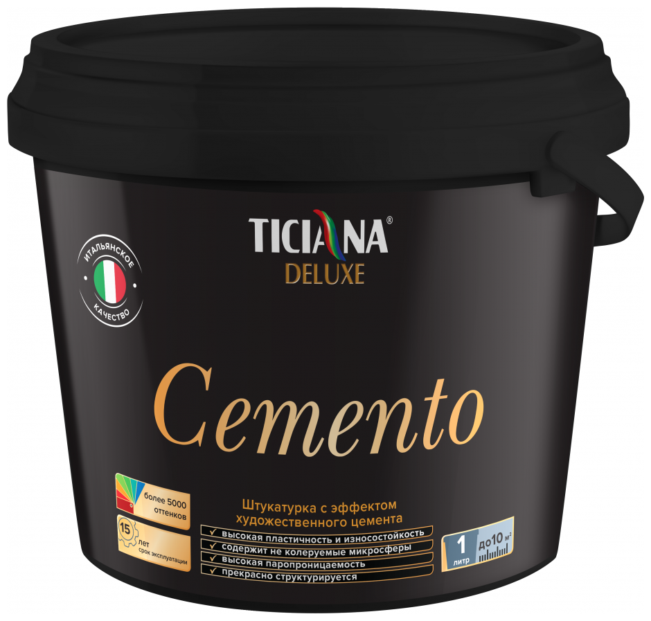 Декоративная штукатурка с эффектом художественного цемента TICIANA DELUXE Cemento 0,45 л