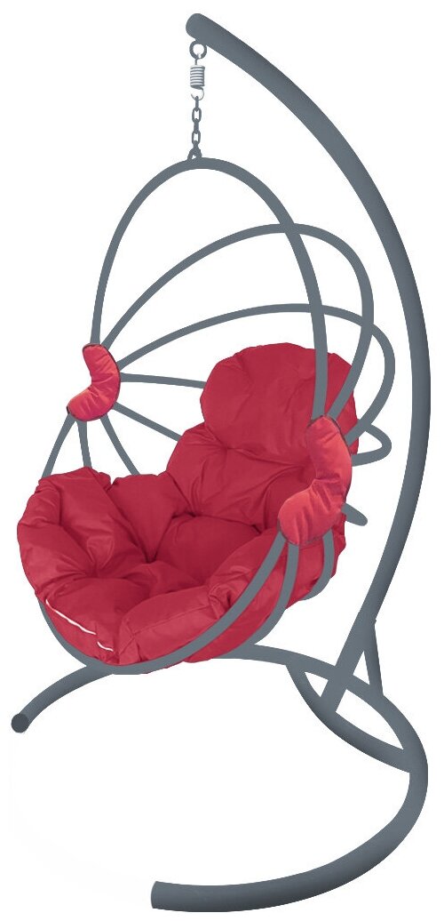 Подвесное кресло M-Group веер, разборный серый, красная подушка - фотография № 16