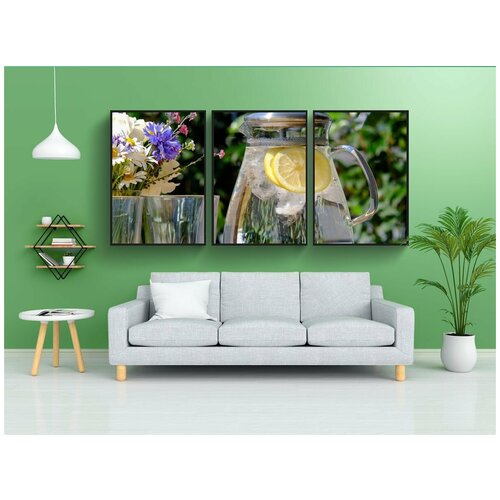 фото Набор модулных постеров для интерьера "кувшин воды, напиток, освежение" 60x90 см. в тубусе, без рамки lotsprints