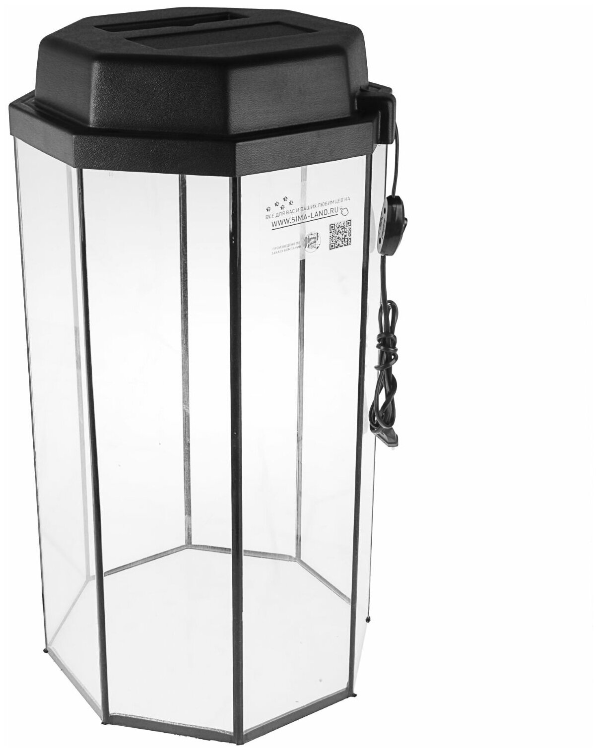 Пижон Аквариум восьмигранный с крышкой, 50 литров, 33 х 33 х 60/67 см, чёрный - фотография № 3