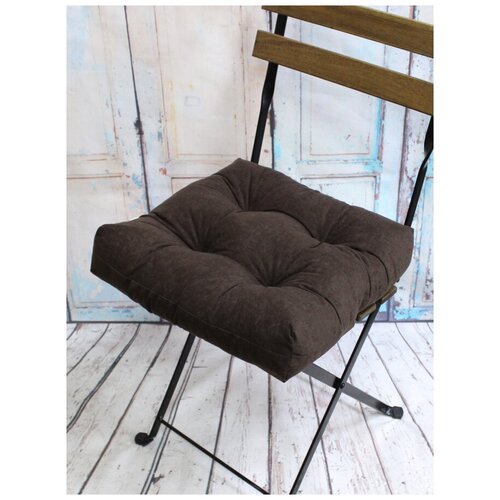 фото Подушка для сидения на стул без завязок matex velours темно-коричневый, чехол не съемный, ткань велюр, 40х40 см матекс