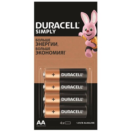 Батарейки щелочные Duracell Basic AA/LR6, 4 шт щелочные батарейки duracell ultra размера aa 12шт