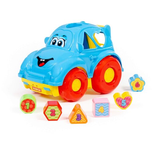 Развивающая игрушка Полесье Автомобиль легковой 88000, 6 дет., голубой/желтый логическая игрушка сортер грузовик забава сетка п е 9