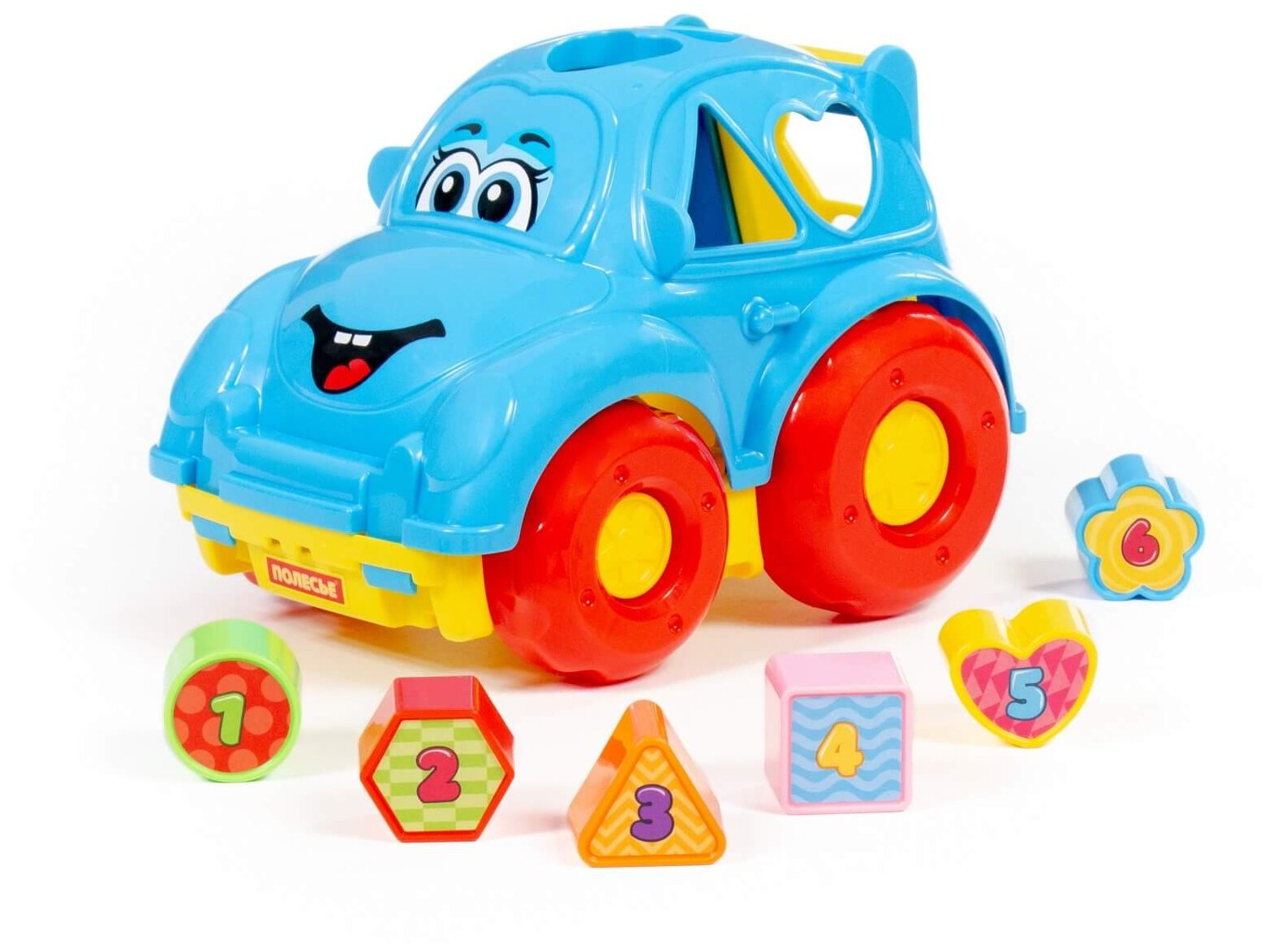 Развивающая игрушка Полесье Автомобиль легковой 88000, голубой/желтый