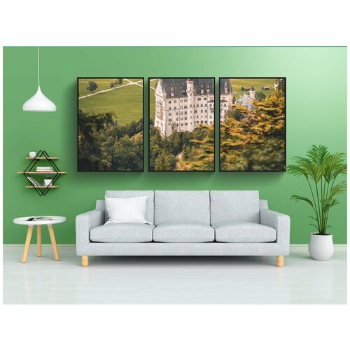 фото Набор модулных постеров для интерьера "сказочный замок, замок, архитектуры" 60x90 см. в тубусе, без рамки lotsprints