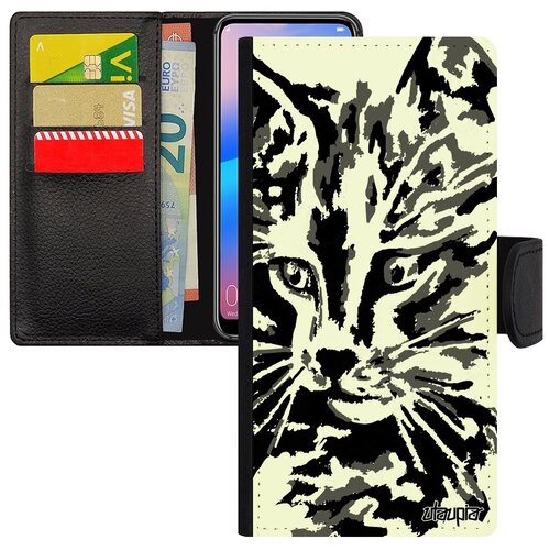 фото Простой чехол книжка на телефон // galaxy a10 // "котенок" тигристый дизайн, utaupia, фиолетовый