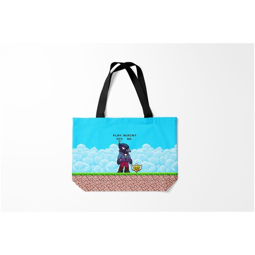 фото Сумка-шоппер / 46х35 см / геймерам / brawl stars pixel crow burnettie