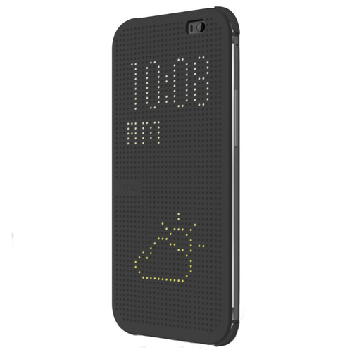 Мультяшный чехол MyPads Dot View с прогнозом погоды для HTC Desire 10 Pro прорезиненный с перфорацией черный