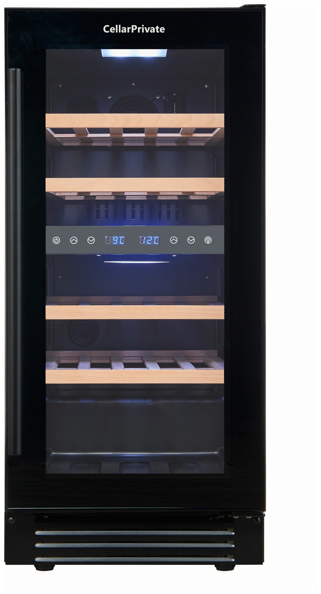 Винный шкаф Cellar Private CP027-2TB, встраиваемый, двухтемпературный 27бут, черный.