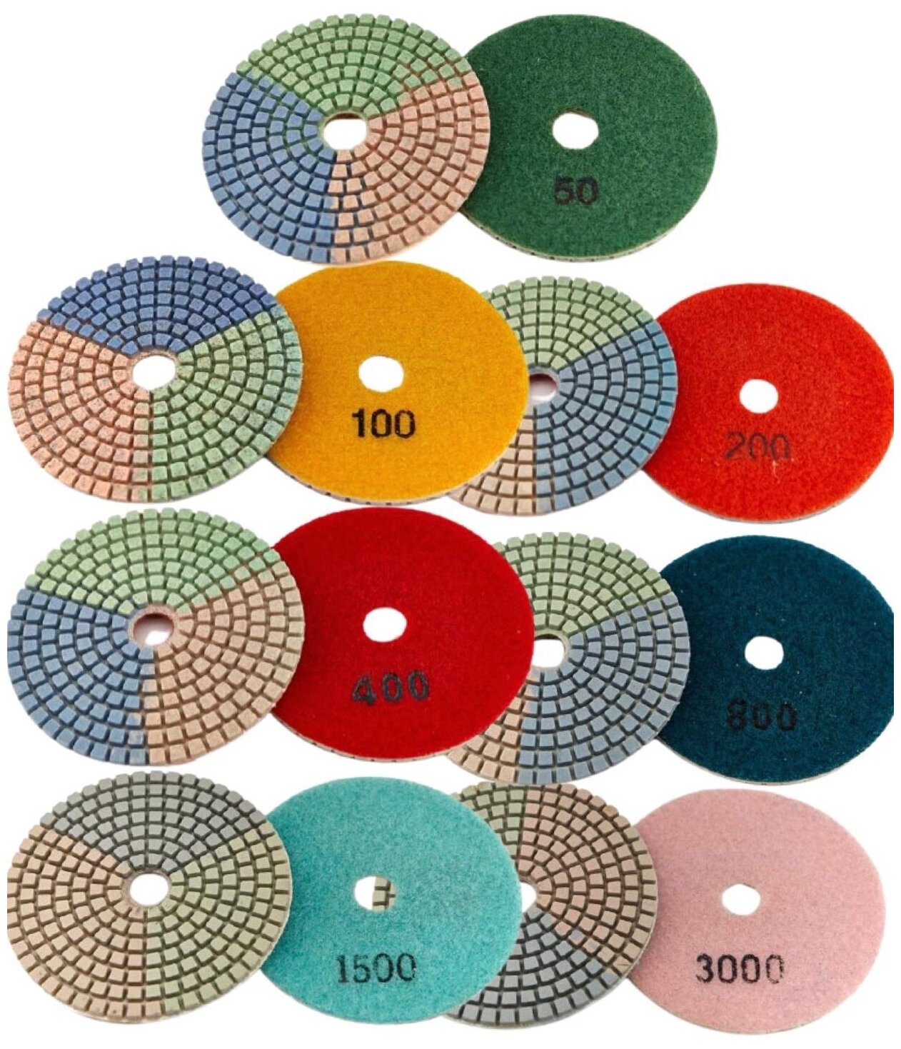 Алмазные гибкие диски (черепашка ) для полировки камня "3колор" 7-шаговые D100мм №100 - фотография № 2
