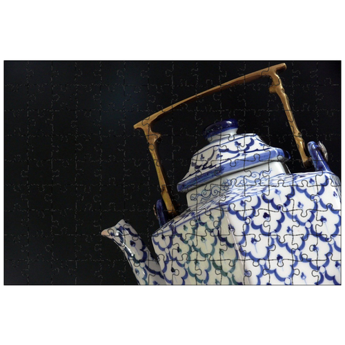 фото Магнитный пазл 27x18см."чай, листья чая, чайник" на холодильник lotsprints
