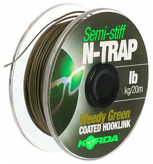 Поводковый материал Korda N-Trap Semi-stiff 20lb Weedy Green